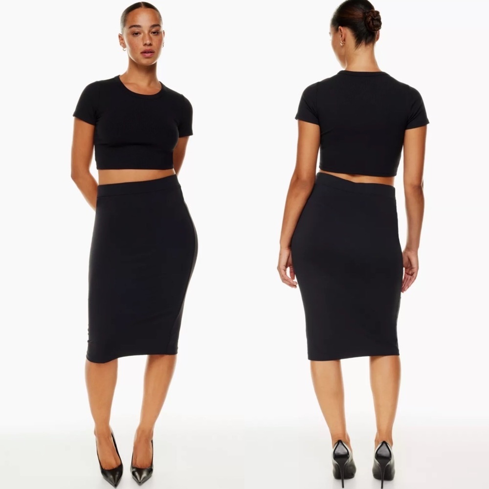 Aritzia Babaton Black Pencil Skirt Size XXS Stretch Modal Minimalist High‎ Rise